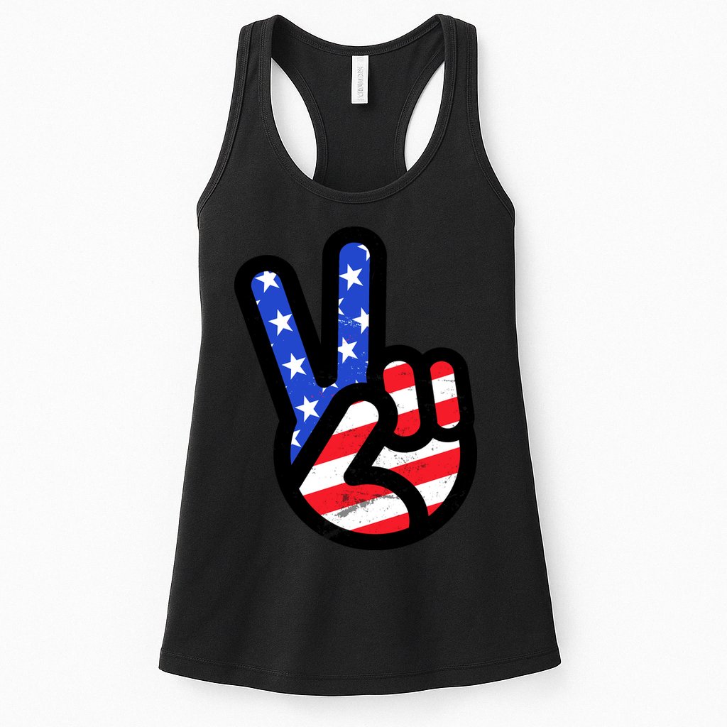 USA Peace Sign Womens Tank Top