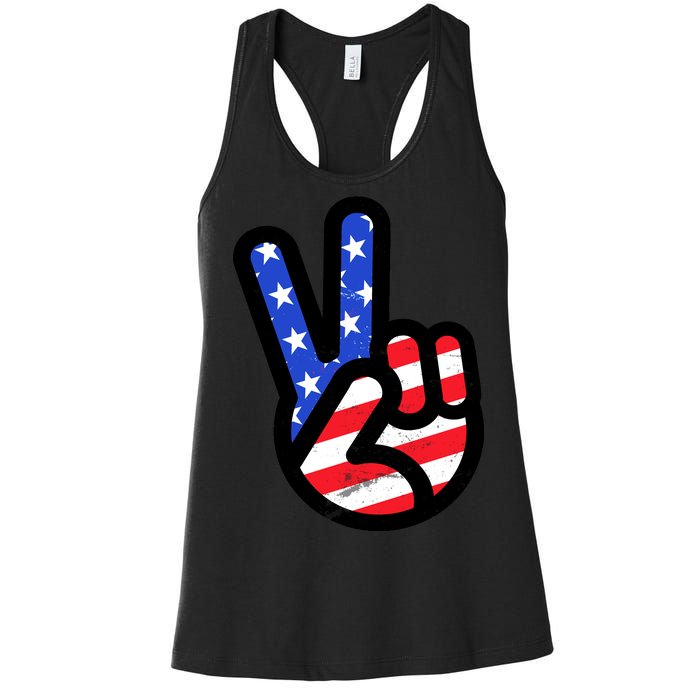 USA Peace Sign Women's Racerback Tank