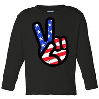 USA Peace Sign Toddler Long Sleeve Shirt