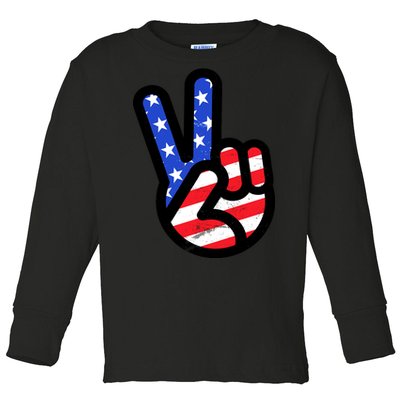 USA Peace Sign Toddler Long Sleeve Shirt