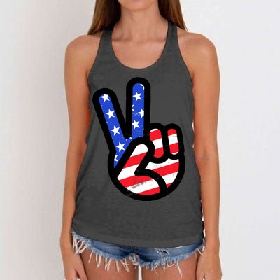 USA Peace Sign Women's Knotted Racerback Tank