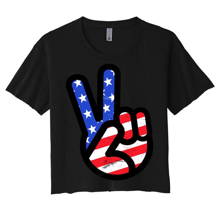 USA Peace Sign Women's Crop Top Tee