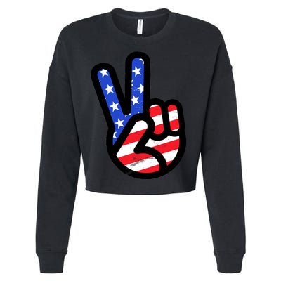 USA Peace Sign Cropped Pullover Crew