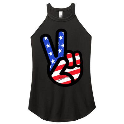 USA Peace Sign Women's Perfect Tri Rocker Tank