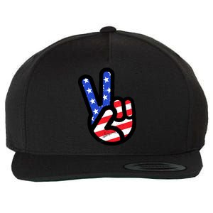 USA Peace Sign Wool Snapback Cap