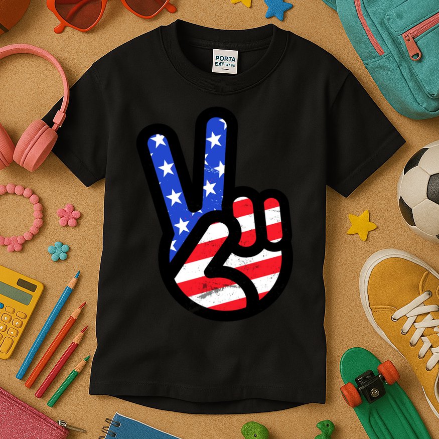 USA Peace Sign Kids T-Shirt
