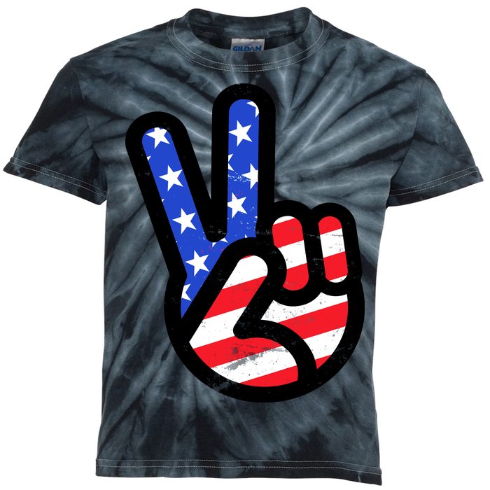 USA Peace Sign Kids Tie-Dye T-Shirt