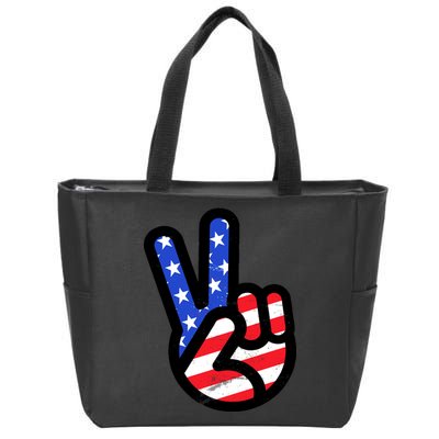 USA Peace Sign Zip Tote Bag