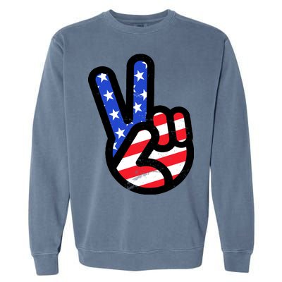 USA Peace Sign Garment-Dyed Sweatshirt