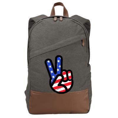 USA Peace Sign Cotton Canvas Backpack