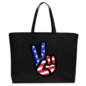 USA Peace Sign Cotton Canvas Jumbo Tote