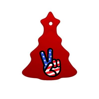 USA Peace Sign Ceramic Tree Ornament