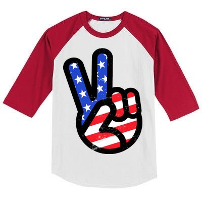 USA Peace Sign Kids Colorblock Raglan Jersey