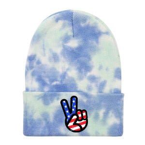 USA Peace Sign Tie Dye 12in Knit Beanie