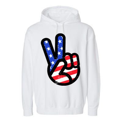 USA Peace Sign Garment-Dyed Fleece Hoodie