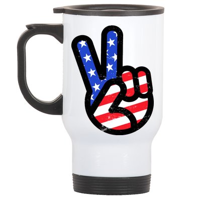 USA Peace Sign Stainless Steel Travel Mug