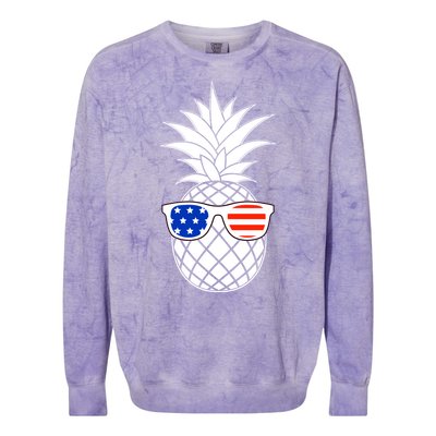 USA Pineapple With Sunglasses Colorblast Crewneck Sweatshirt