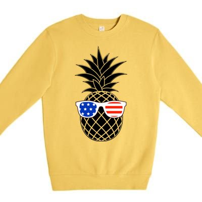 USA Pineapple With Sunglasses Premium Crewneck Sweatshirt