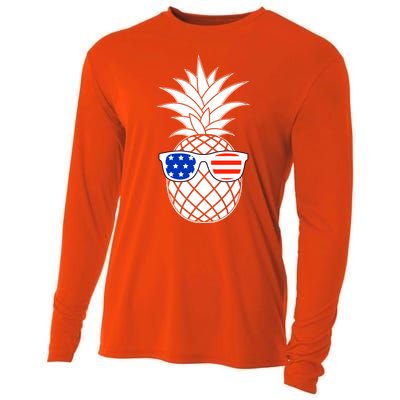 USA Pineapple With Sunglasses Cooling Performance Long Sleeve Crew