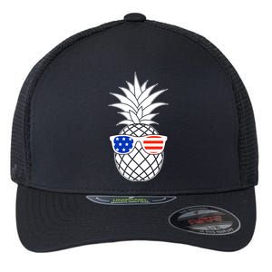 USA Pineapple With Sunglasses Flexfit Unipanel Trucker Cap