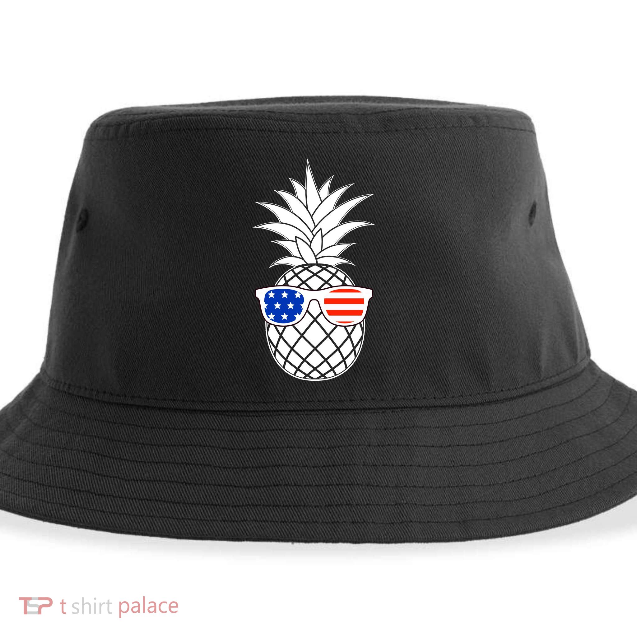 USA Pineapple With Sunglasses Sustainable Bucket Hat