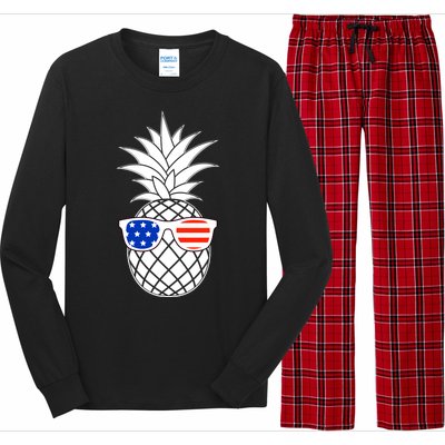 USA Pineapple With Sunglasses Long Sleeve Pajama Set