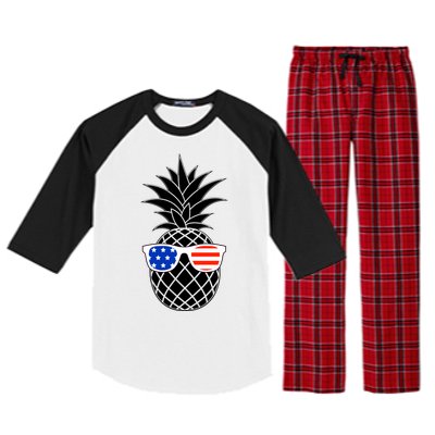 USA Pineapple With Sunglasses Raglan Sleeve Pajama Set