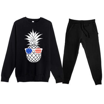 USA Pineapple With Sunglasses Premium Crewneck Sweatsuit Set