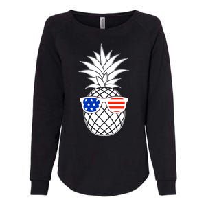 USA Pineapple With Sunglasses Womens California Wash Sweatshirt