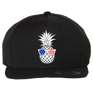 USA Pineapple With Sunglasses Wool Snapback Cap