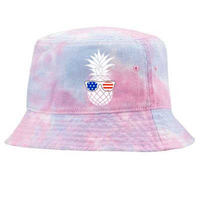 USA Pineapple With Sunglasses Tie-Dyed Bucket Hat