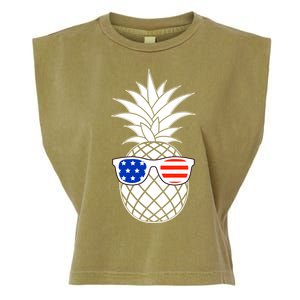 USA Pineapple With Sunglasses Garment-Dyed Women's Muscle Tee