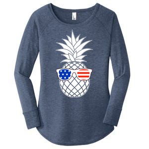 USA Pineapple With Sunglasses Women's Perfect Tri Tunic Long Sleeve Shirt