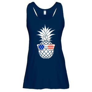 USA Pineapple With Sunglasses Ladies Essential Flowy Tank