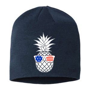 USA Pineapple With Sunglasses Sustainable Beanie