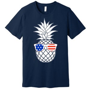 USA Pineapple With Sunglasses Premium T-Shirt