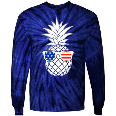 USA Pineapple With Sunglasses Tie-Dye Long Sleeve Shirt