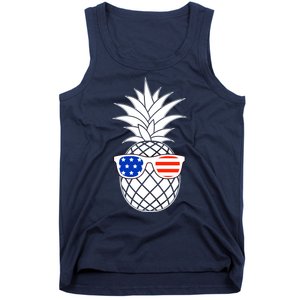 USA Pineapple With Sunglasses Tank Top