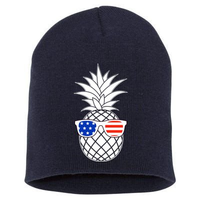 USA Pineapple With Sunglasses Short Acrylic Beanie