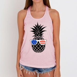 USA Pineapple With Sunglasses Women's Knotted Racerback Tank