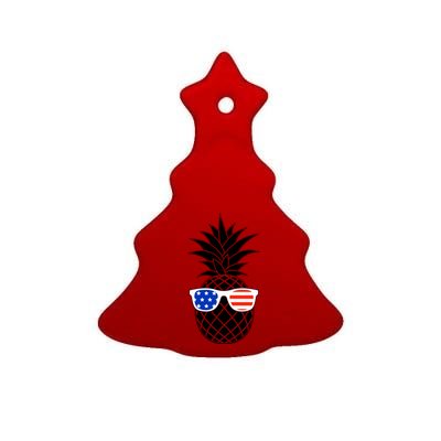 USA Pineapple With Sunglasses Ceramic Tree Ornament