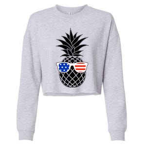 USA Pineapple With Sunglasses Cropped Pullover Crew