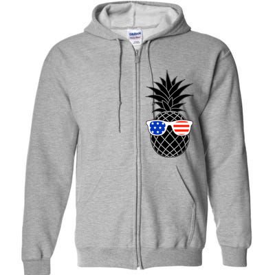 USA Pineapple With Sunglasses Full Zip Hoodie