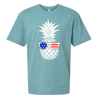 USA Pineapple With Sunglasses Sueded Cloud Jersey T-Shirt