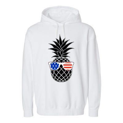 USA Pineapple With Sunglasses Garment-Dyed Fleece Hoodie