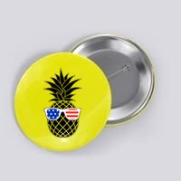USA Pineapple With Sunglasses Button