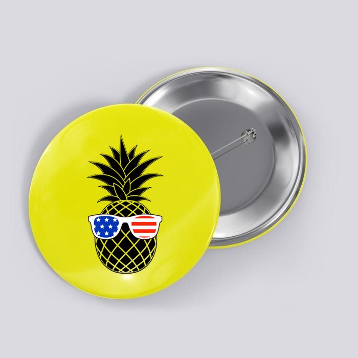 USA Pineapple With Sunglasses Button