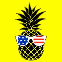 USA Pineapple With Sunglasses Button