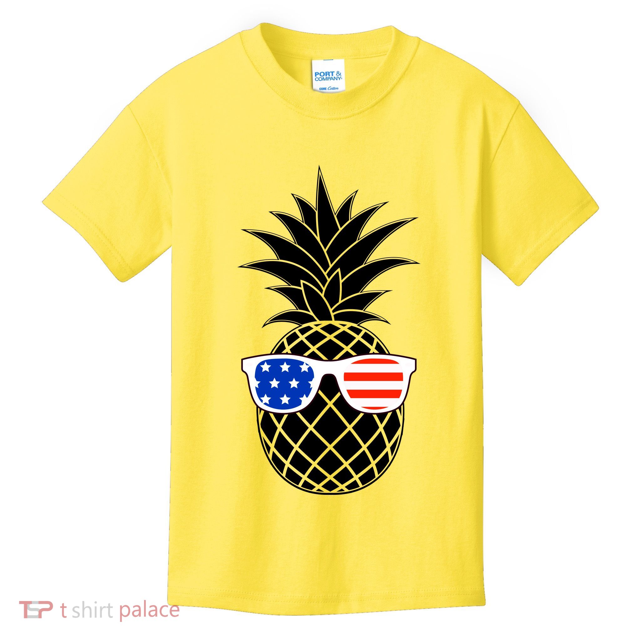 USA Pineapple With Sunglasses Kids T-Shirt