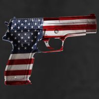 USA Pistol Gun 7 Panel Mesh Trucker Snapback Hat
